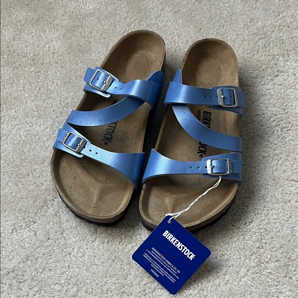 Birkenstock Metallic Blue Sandals